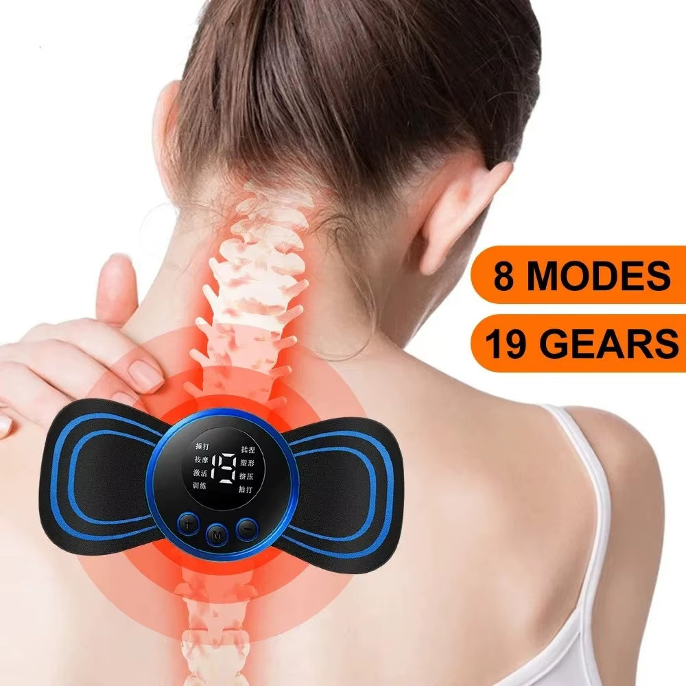 Neck Massager Mini Electric Neck Massage EMS Cervical Back Vertebra Massage Patch 8 Modes Relieve Relax Muscle Fatigue Tools