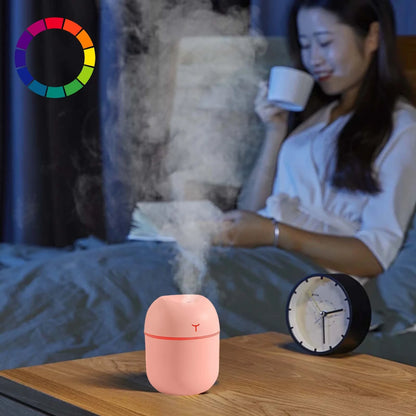 Portable Mini Humidifier 220Ml Small Cool Mist Humidifier USB Desktop Humidifier for Baby Bedroom Travel Office Home Auto Shut-Off 2 Mist Modes Super Quiet, Pink