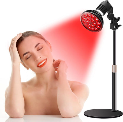 Red Light Therapy Lamp for Face and Body, LED Red Light Therapy Bulb with Adjustable Desk Stand 10In-16.5In, 18 Leds 660Nm Red and 850Nm near Infrared Combo Red Light Therapy Device at Home