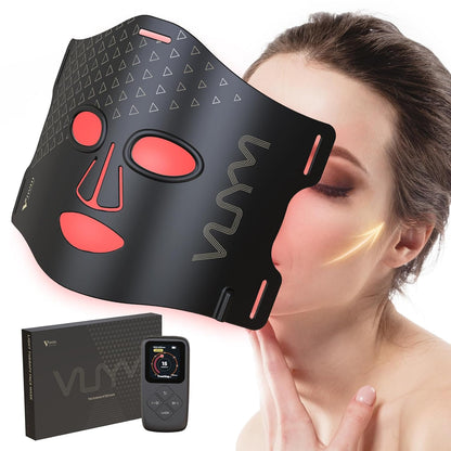 Red Light Therapy Mask for Facial Skincare, Lightweight and Thin with Cordless LCD Controller 292 Leds, Red Light Therapy for Face Brightening anti Aging, Use at Home Travel