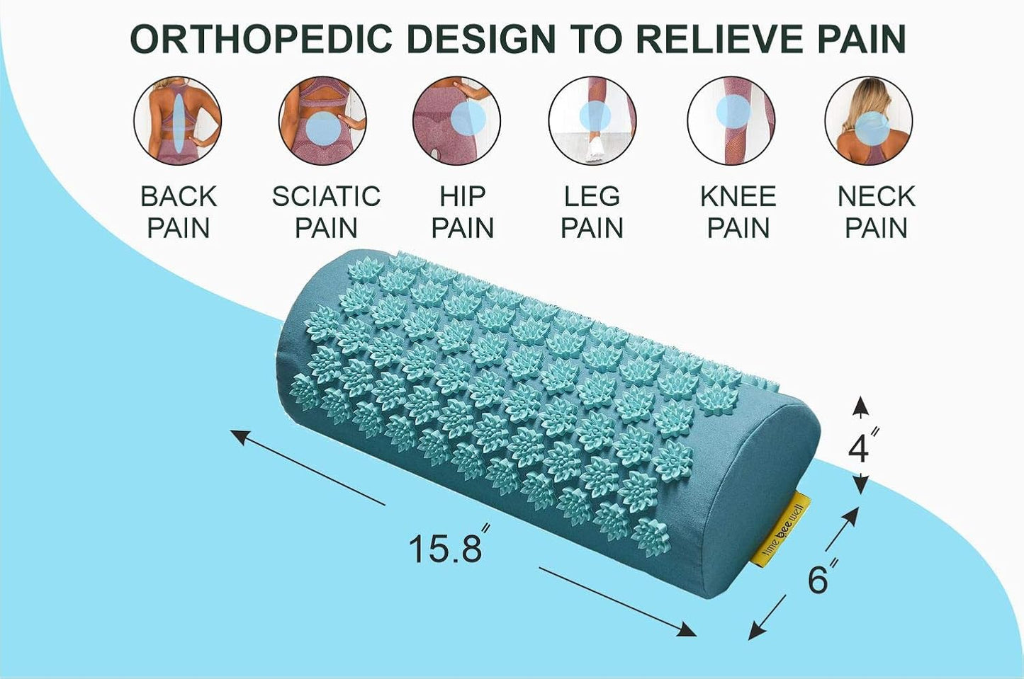 Eco-Friendly Back and Neck Pain Relief - Acupressure Mat and Pillow Set - Relieves Stress, Back, Neck, and Sciatic Pain - Comes in a Carry Bag for Storage and Travel (Turquoise)