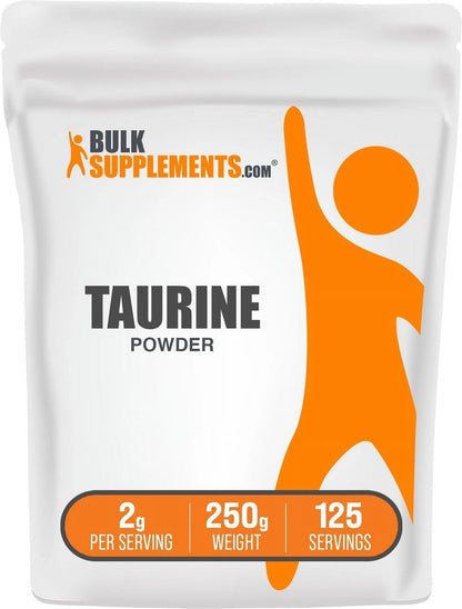 Bulksupplements Taurine Powder - Gluten Free, 2G per Serving - 500 Grams (1.1 Lbs) - 250 Servings