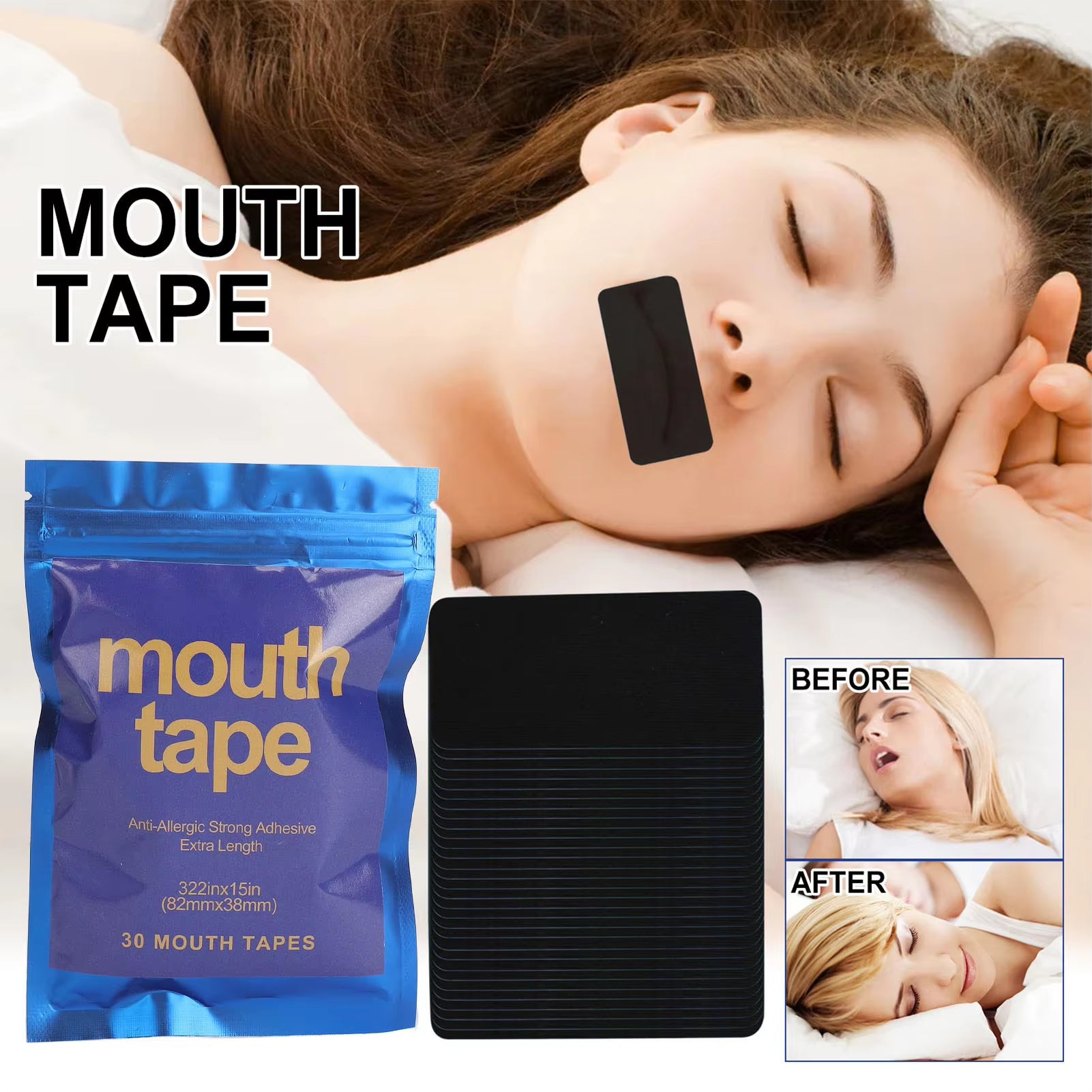 90Pcs Mouth Tape for Sleeping Reduce Dry Mouth Gentle Nose Breathing Training Sleep Strips Mouth Tape for Snoring