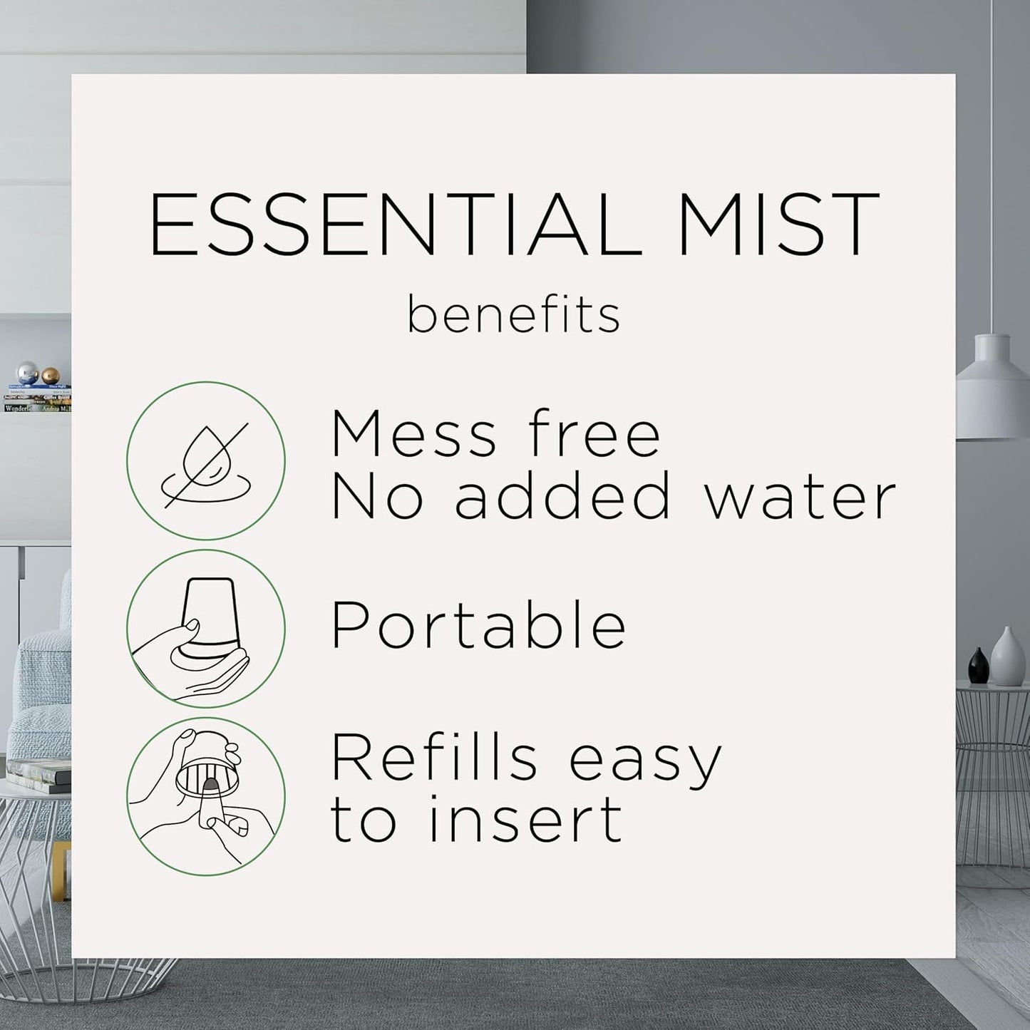 Essential Mist Refill, 3 Ct, Lavender and Almond Blossom, Essential Oils Diffuser, Air Freshener