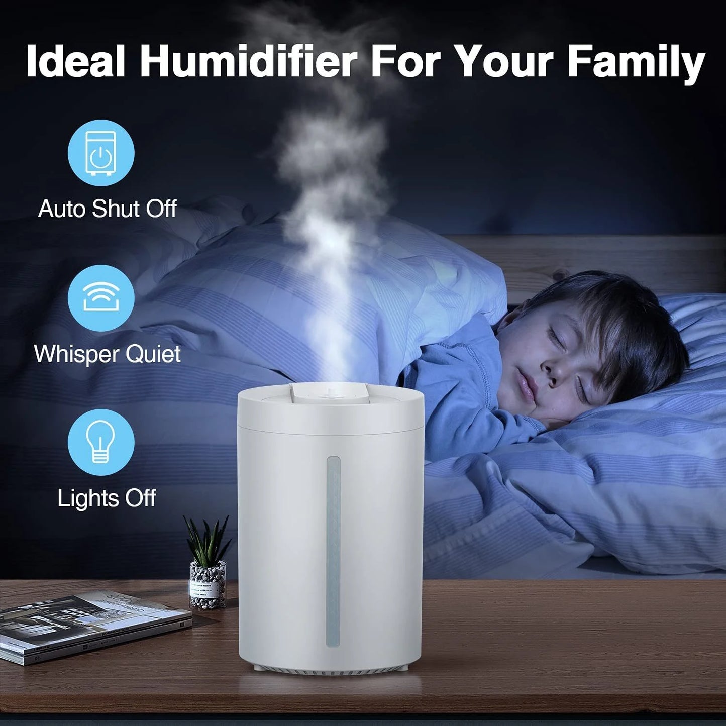 Cool Mist Humidifier, 2-In-1 Top Fill Humidifier for Large Room Baby Home, 4L/1.05Gal Quiet Diffuser for Large 430 Ft² Bedroom, Air Humidifier Easy to Clean