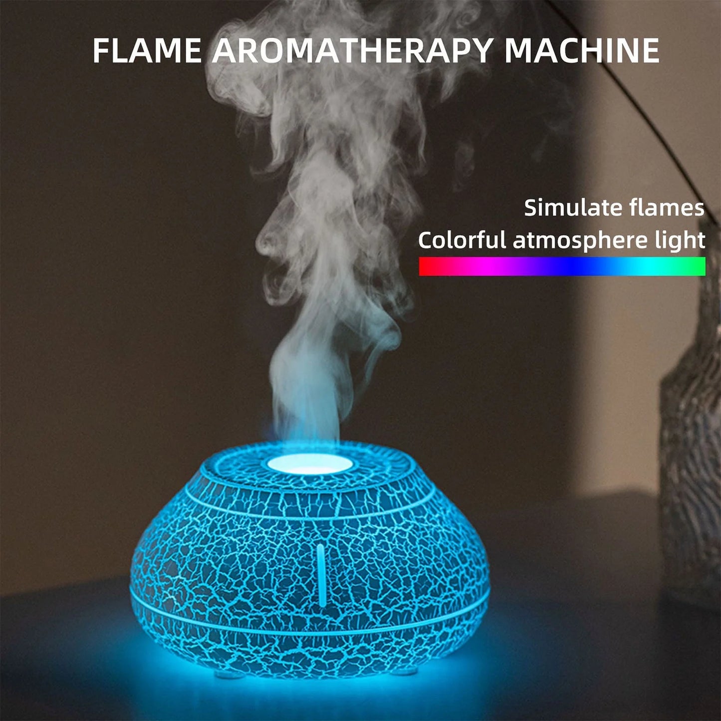 Colorful Simulation Flame Aromatherapy Machine Desktop Humidifier Household Diffuser Machine on Clearance