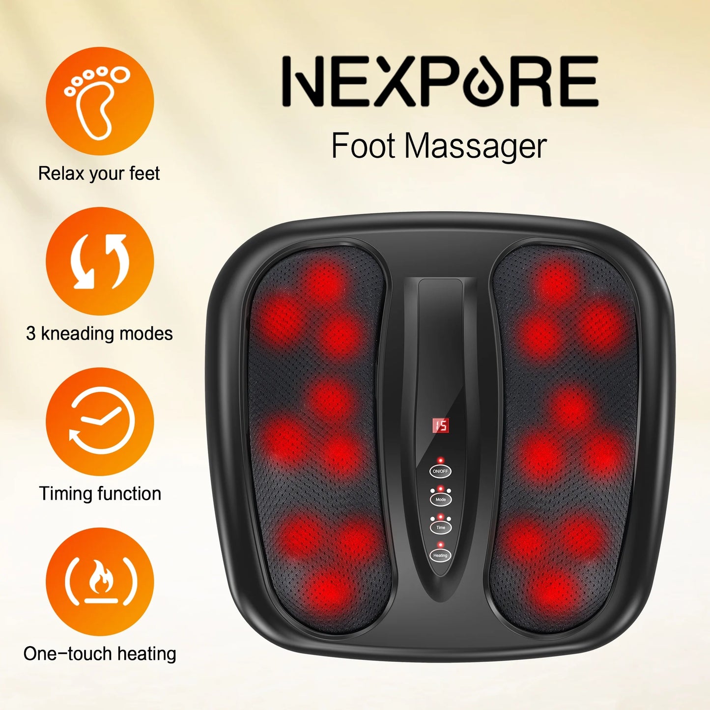 Foot Massager with Heat, 3 Modes, Wireless Control Shiatsu Foot Massager with Heating