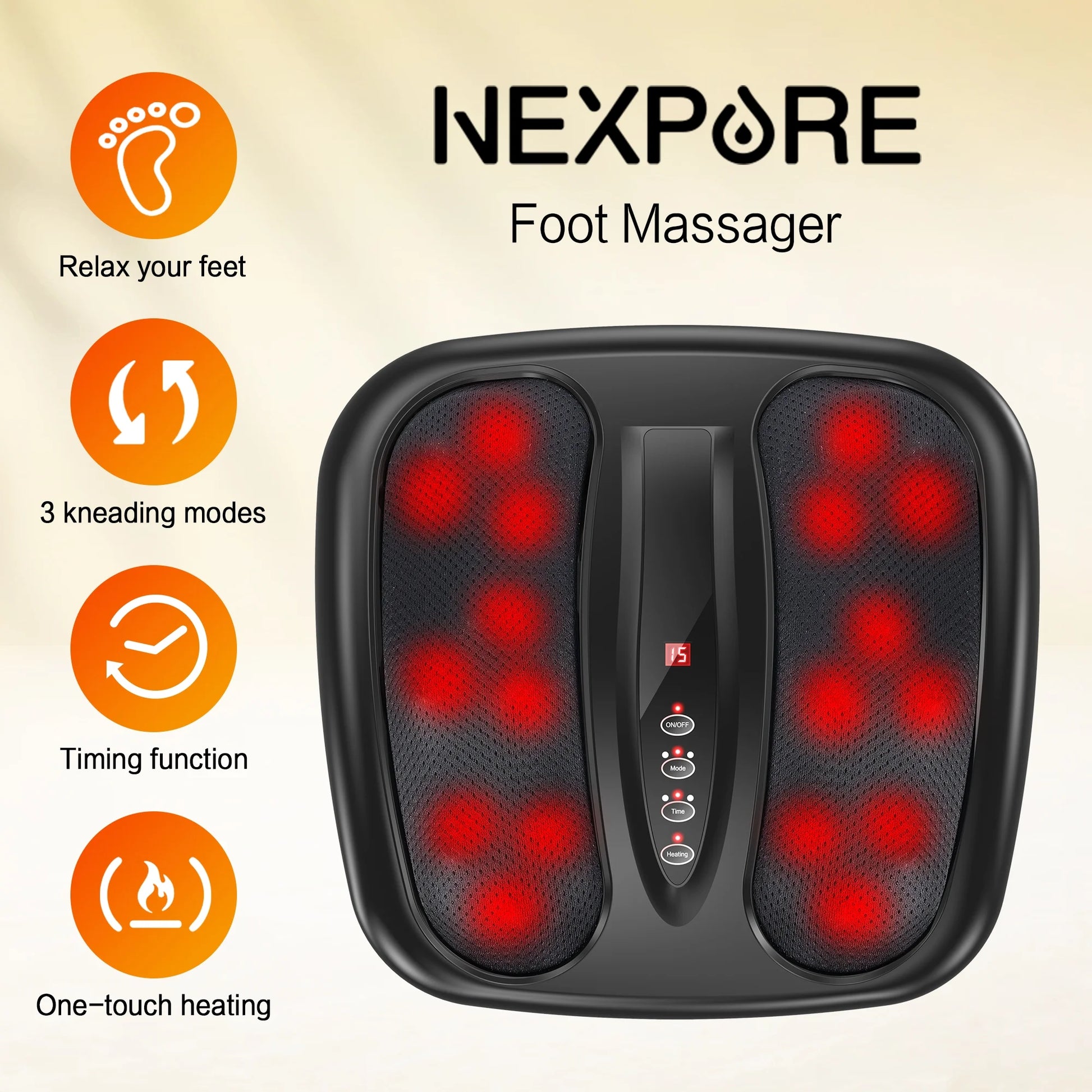 Foot Massager with Heat, 3 Modes, Wireless Control Shiatsu Foot Massager with Heating