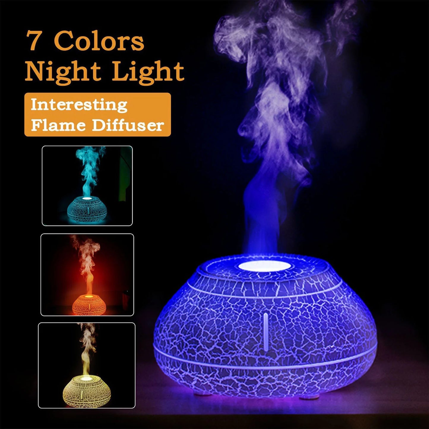 Colorful Simulation Flame Aromatherapy Machine Desktop Humidifier Household Diffuser Machine on Clearance