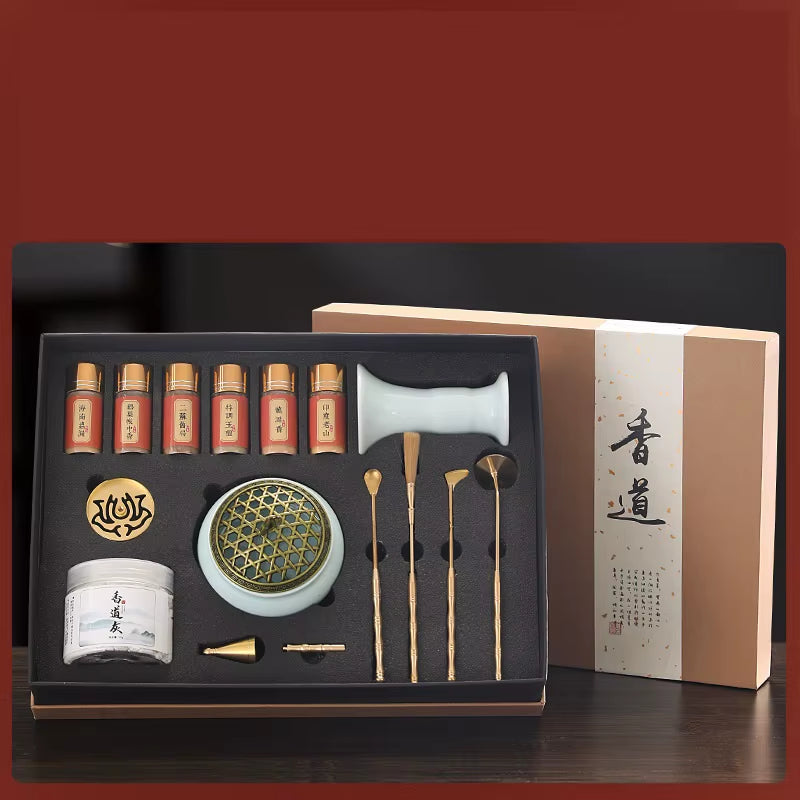 Incense Tao Set Gift Box Incense Seal Tools Agarwood Sandalwood Powder Tower Mold Yoga Meditation Purifying Soul Incense Gift