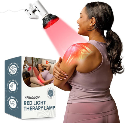 Infraglow NIR & Red Light Therapy Lamp - Infrared Red Light Therapy Bulb with 18 Leds & Clip-On Lamp - At-Home Red Light Therapy for Body, Chronic Pain Relief, Skin Wellness, & Recovery