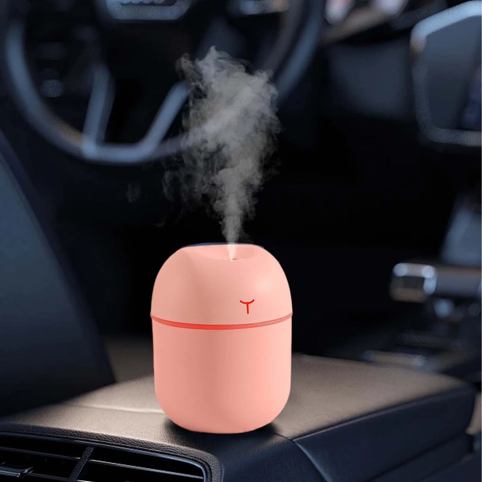 Portable Mini Humidifier 220Ml Small Cool Mist Humidifier USB Desktop Humidifier for Baby Bedroom Travel Office Home Auto Shut-Off 2 Mist Modes Super Quiet, Pink