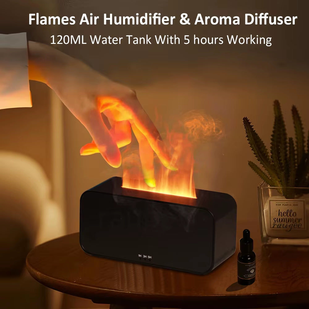 Aroma Humidifier Essential Oil Diffuser Flame Air Humidifier Fragrance Diffuser for Home Aromatherapy Diffuser with Night Light