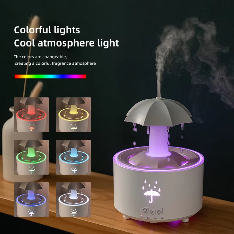 Creative Umbrella Water Drop Air Humidifier with Colorful Light Raindrop Aroma Essential Oil Diffuser Aromatherapy