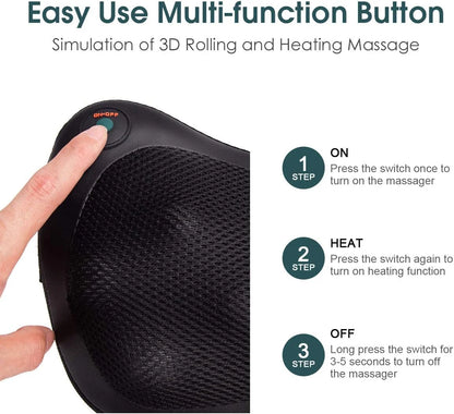 Shiatsu Back and Neck Massager with Heat, Deep Tissue Kneading, Electric Massage Pillow for Back,Shoulders,Legs,Foot,Body Muscle