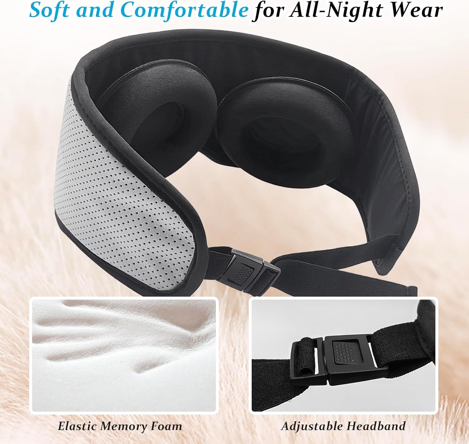 Sleep Mask with Bluetooth Headphones, 3D Contoured Sleep Eye Mask with Adjustable Eye Cups & Headband, Controllable Display, Blackout, Soft Comfortable, Travel Sleep Mask for Women Men, Gray