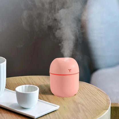 Portable Mini Humidifier 220Ml Small Cool Mist Humidifier USB Desktop Humidifier for Baby Bedroom Travel Office Home Auto Shut-Off 2 Mist Modes Super Quiet, Pink