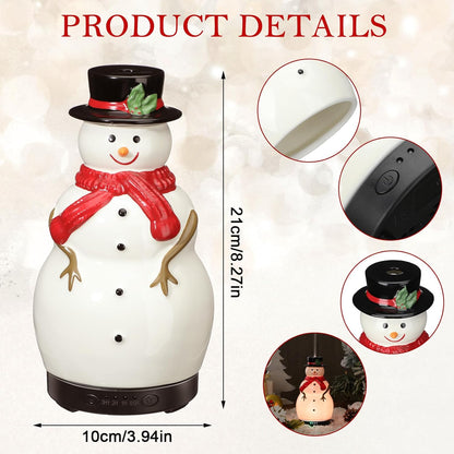 Christmas Essential Oil Diffuser Ceramic Snowman Diffuser 120Ml Holiday Diffuser for Essential Oil Cute Small Aromatherapy Humidifier Gifts for Home Office Decorations