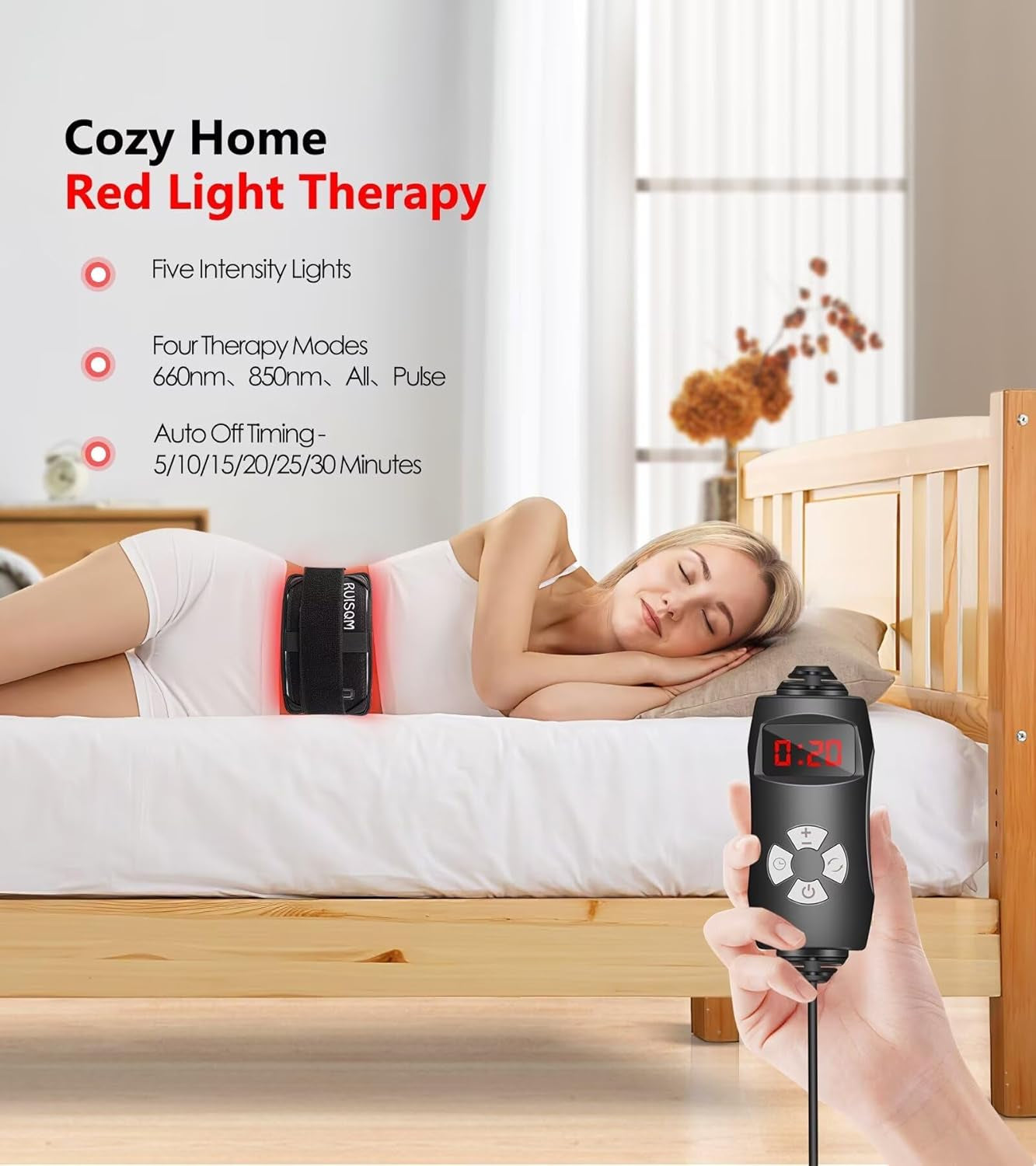 Red Light Therapy for Body - LED Red & Infrared Light Therapy Belt Device with 850Nm near Light and 660Nm Red Therapy Light for Back Shoulder Muscle Pain Relief