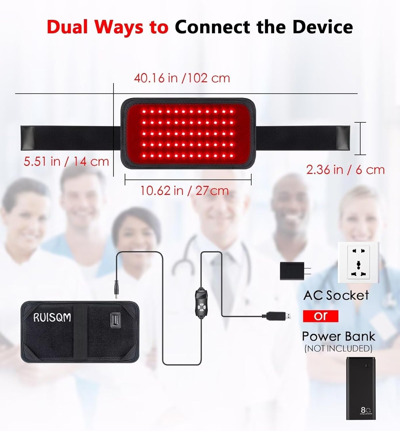 Red Light Therapy for Body - LED Red & Infrared Light Therapy Belt Device with 850Nm near Light and 660Nm Red Therapy Light for Back Shoulder Muscle Pain Relief